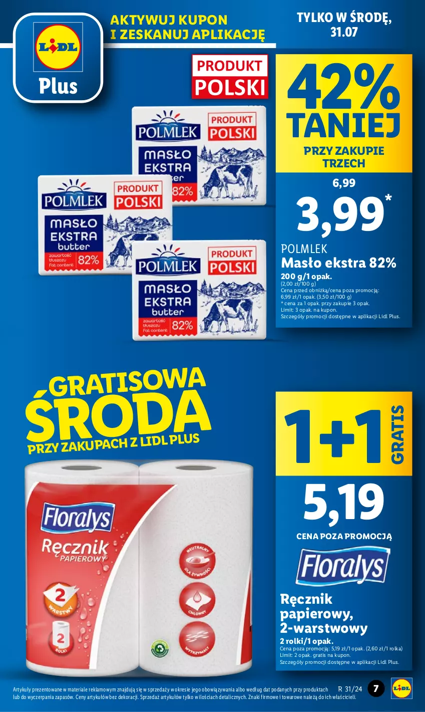 Gazetka promocyjna Lidl - GAZETKA - ważna 29.07 do 31.07.2024 - strona 7 - produkty: Gra, Masło, Papier, POLMLEK, Ręcznik, Rolki