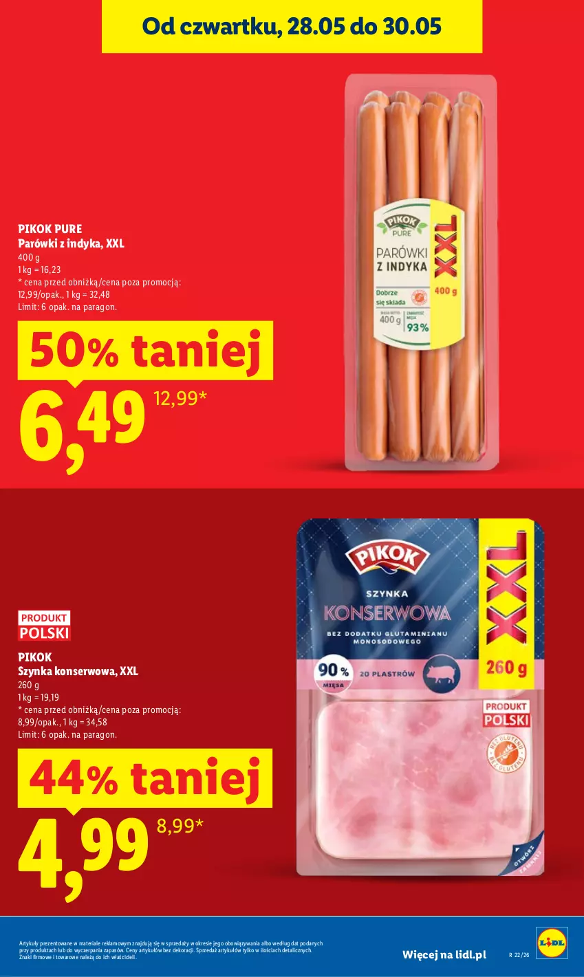 Gazetka promocyjna Lidl - Gazetka ważna od 28.05 do 30.05 - ważna 28.05 do 30.05.2026 - strona 15 - produkty: Parówki, Parówki z indyka, PIKOK, Pur, Ser, Szynka, Szynka konserwowa