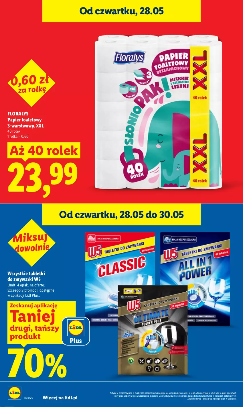 Gazetka promocyjna Lidl - Gazetka ważna od 28.05 do 30.05 - ważna 28.05 do 30.05.2026 - strona 24 - produkty: Flora, Papier, Papier toaletowy, Tablet, Tabletki do zmywarki, Zmywarki