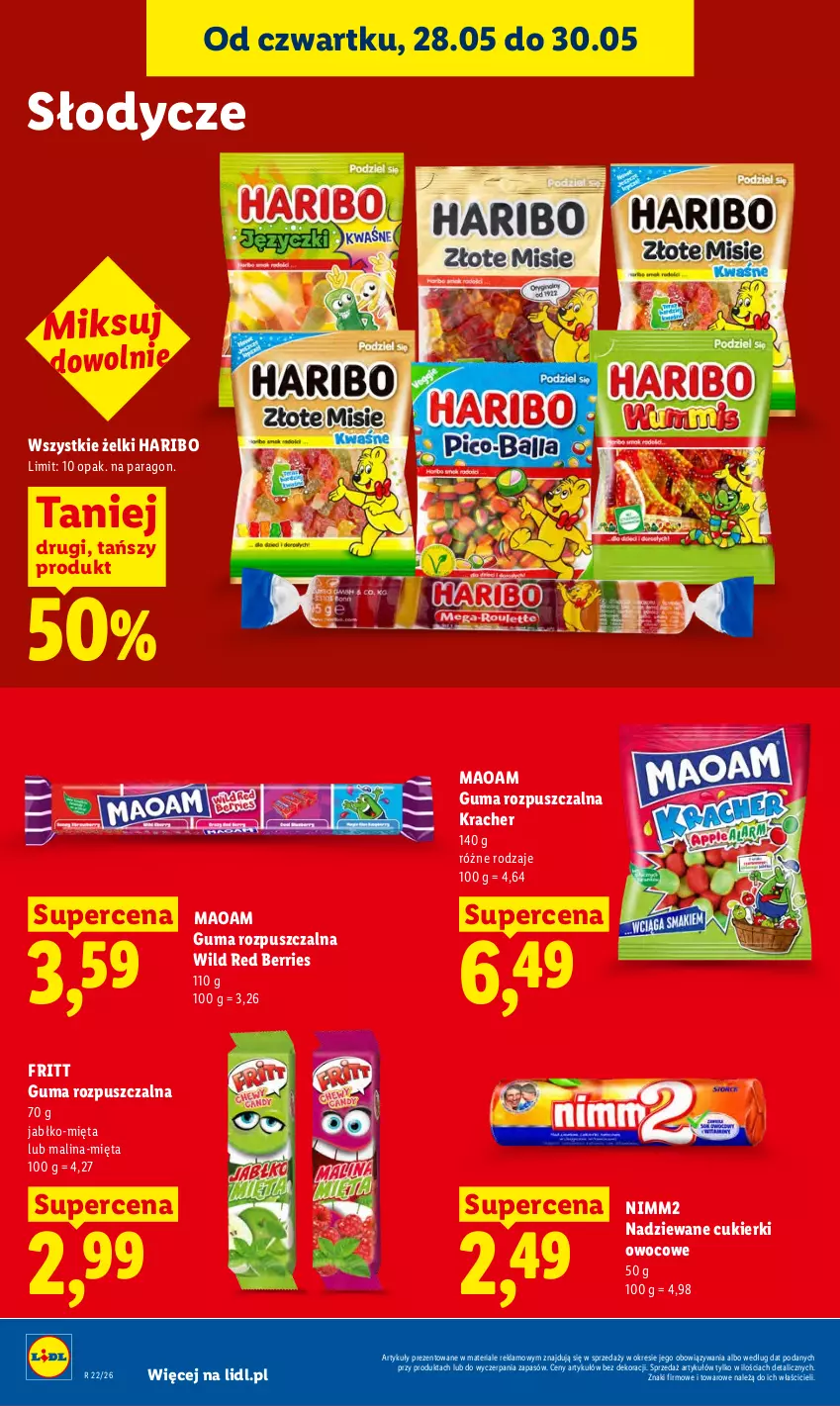 Gazetka promocyjna Lidl - Gazetka ważna od 28.05 do 30.05 - ważna 28.05 do 30.05.2026 - strona 62 - produkty: Cukier, Cukierki, Guma rozpuszczalna, Haribo, Mięta, Nimm2