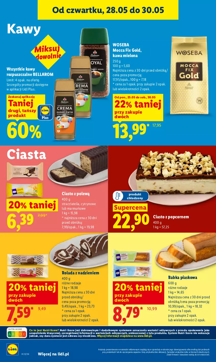 Gazetka promocyjna Lidl - Gazetka ważna od 28.05 do 30.05 - ważna 28.05 do 30.05.2026 - strona 74 - produkty: Babka, Bell, Bella, Kawa, Kawa mielona, Mocca Fix Gold, Popcorn, Rolada, Woseba