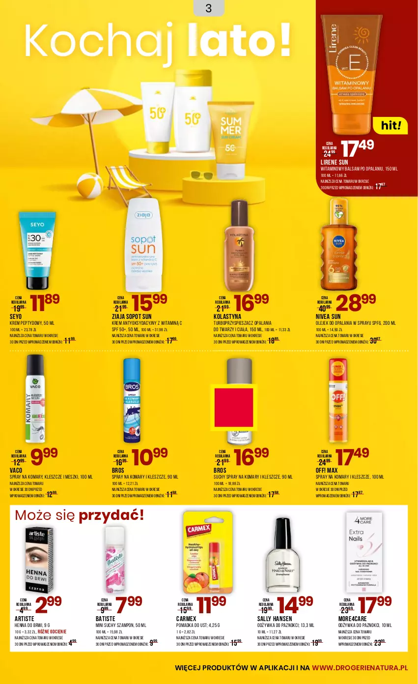 Gazetka promocyjna Drogerie Natura - Gazetka Drogerie Natura - ważna 04.08 do 21.08.2025 - strona 3 - produkty: Batiste, Koc, Lirene, Nivea, Odżywka, Olej, Sally Hansen, Suchy szampon, Szampon, Ziaja