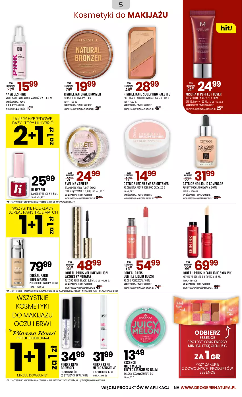 Gazetka promocyjna Drogerie Natura - Gazetka Drogerie Natura - ważna 04.08 do 21.08.2025 - strona 5 - produkty: Bronzer, Catrice, Eveline, Fa, Krem bb, Lack, Lakier, Lakier hybrydowy, Lion, Makijaż, Melon, MISSHA, Palette, Podkład, Podkład do twarzy, Puder, Rama, Róż do policzków, Rum, Ser, Serum, Top, Tran, Tusz