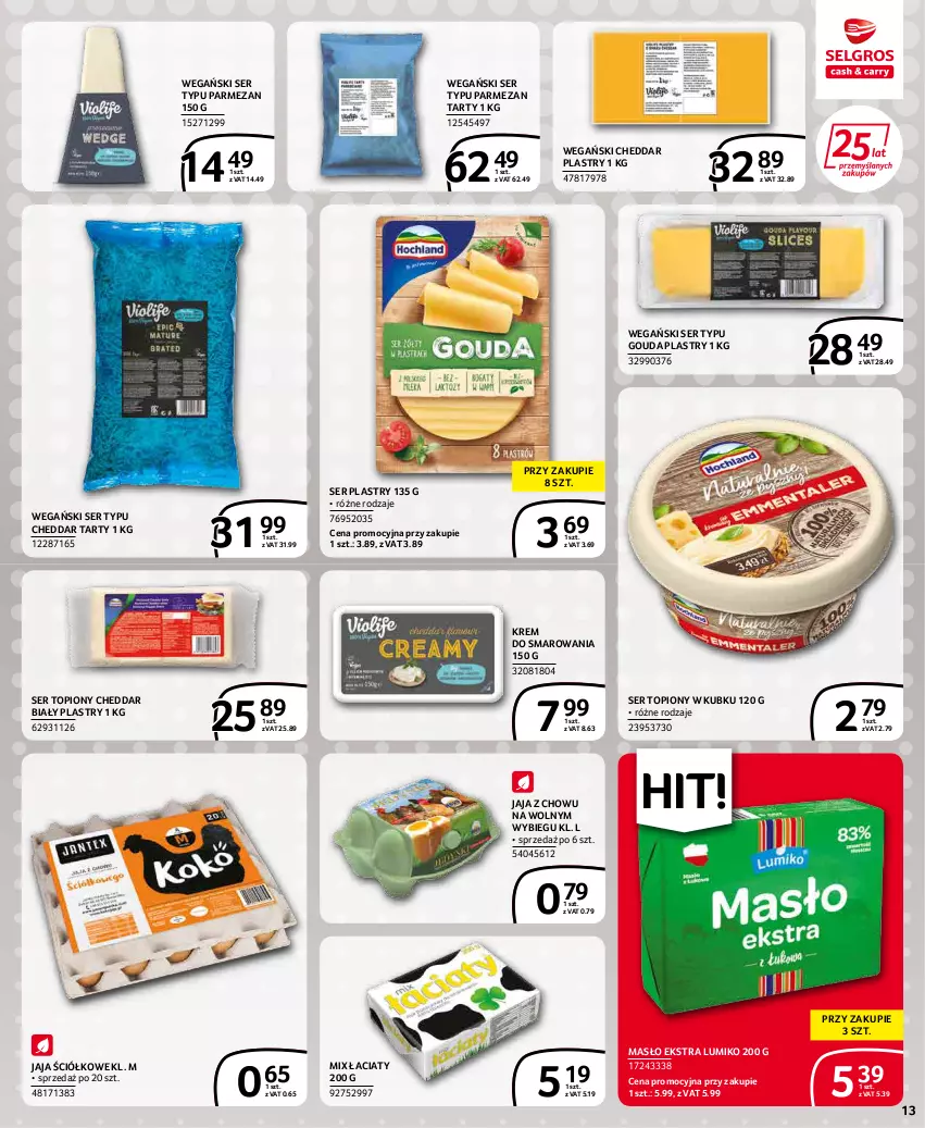 Gazetka promocyjna Selgros - Extra Oferta - ważna 01.02 do 28.02.2022 - strona 13 - produkty: Cheddar, Gouda, Gouda plastry, Jaja, Masło, Parmezan, Ser, Ser topiony, Top