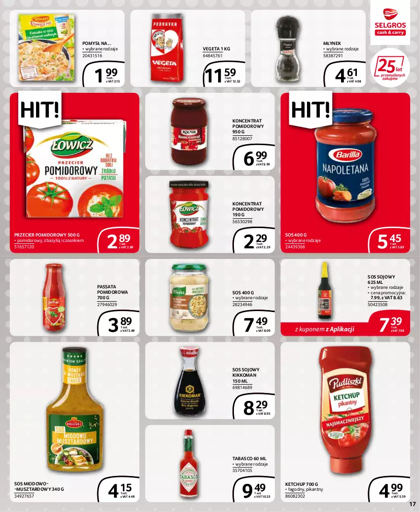 Gazetka promocyjna Selgros - Extra Oferta - ważna 01.02 do 28.02.2022 - strona 17 - produkty: Bazyl, Ketchup, Koncentrat pomidorowy, Młynek, Mus, Sos, Sos sojowy, Vegeta