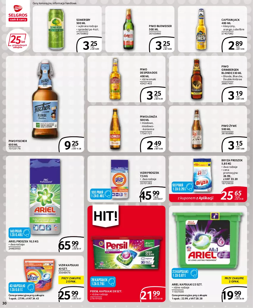 Gazetka promocyjna Selgros - Extra Oferta - ważna 01.02 do 28.02.2022 - strona 30 - produkty: Ariel, Bryza, Captain Jack, Desperados, Persil, Piwo, Ser, Somersby, Vizir