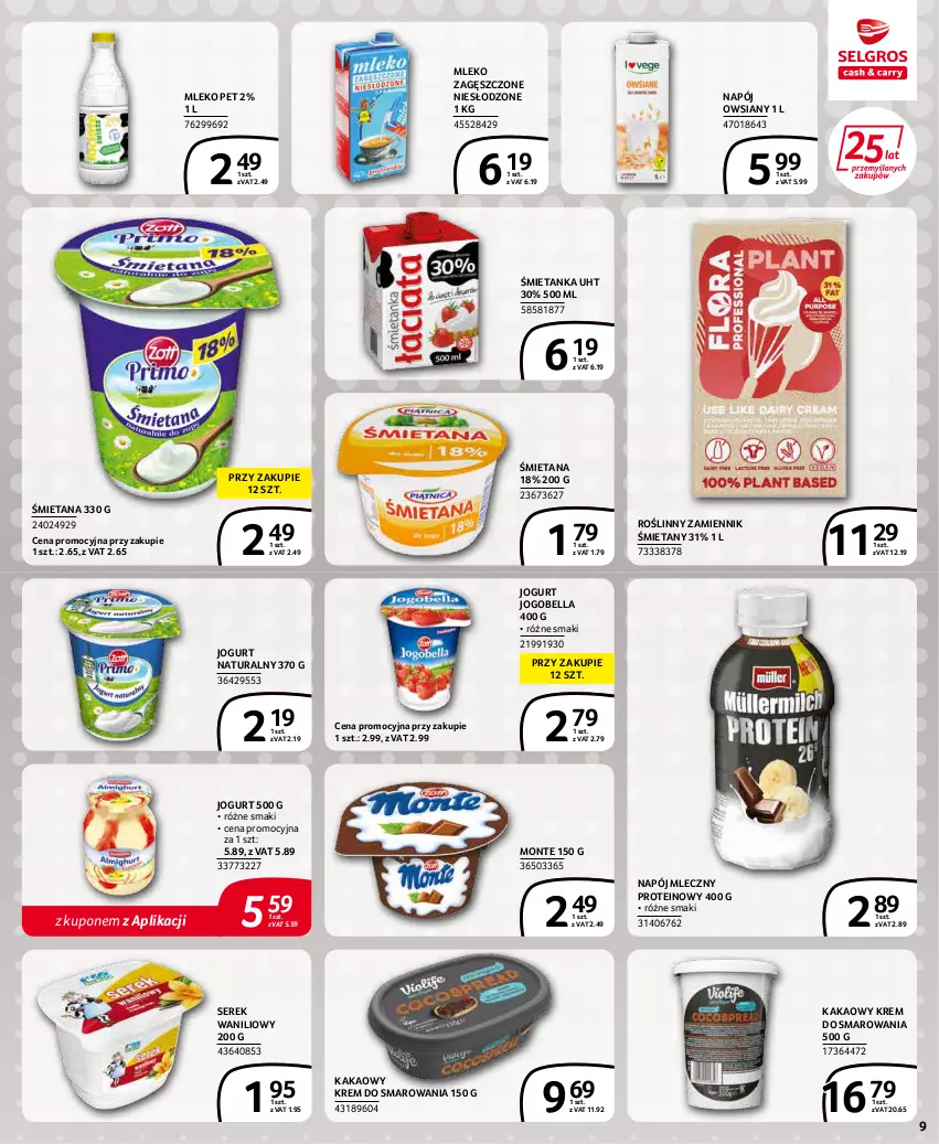 Gazetka promocyjna Selgros - Extra Oferta - ważna 01.02 do 28.02.2022 - strona 9 - produkty: Bell, Bella, Jogobella, Jogurt, Jogurt naturalny, Kakao, Mleko, Mleko zagęszczone, Monte, Napój, Napój mleczny, Ser, Serek