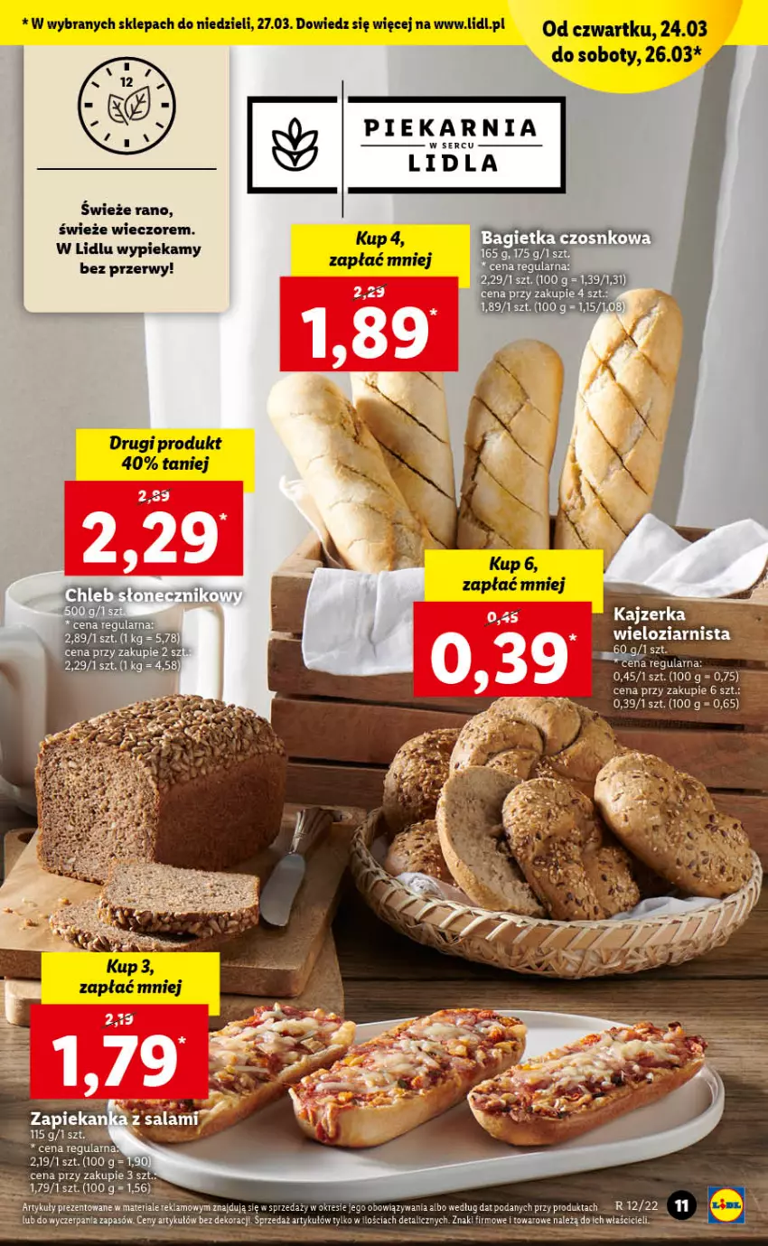 Gazetka promocyjna Lidl - GAZETKA - ważna 24.03 do 27.03.2022 - strona 11 - produkty: AEG, Feta, Kajzerka, Salami, Zapiekanka