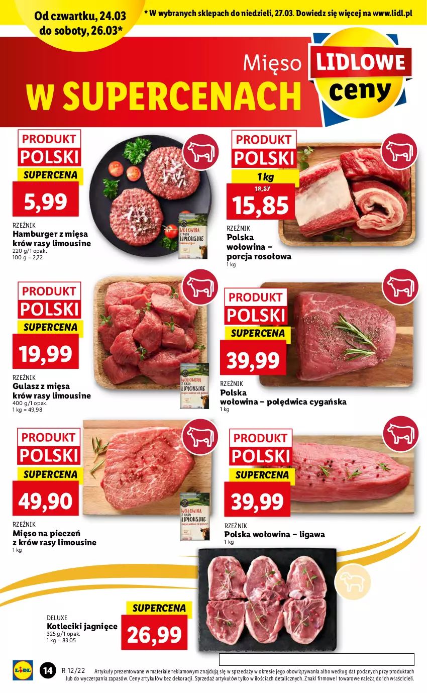 Gazetka promocyjna Lidl - GAZETKA - ważna 24.03 do 27.03.2022 - strona 14 - produkty: Burger, Hamburger, Mięso, Piec, Polędwica, Por, Wołowina