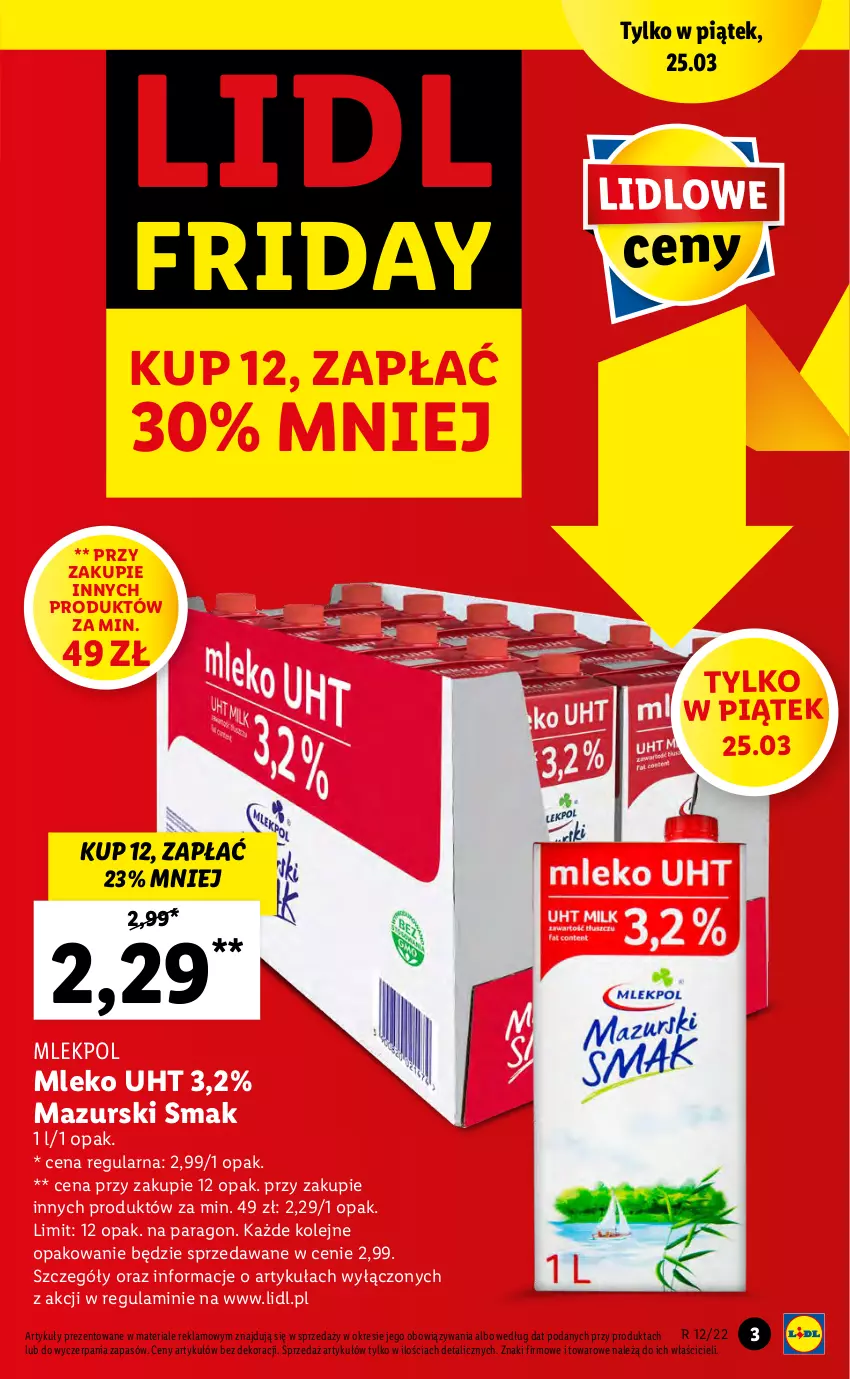 Gazetka promocyjna Lidl - GAZETKA - ważna 24.03 do 27.03.2022 - strona 3 - produkty: Mleko, Olej