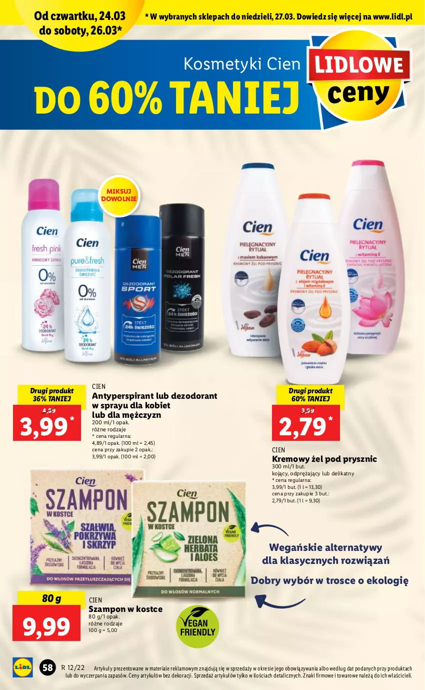 Gazetka promocyjna Lidl - GAZETKA - ważna 24.03 do 27.03.2022 - strona 58 - produkty: Antyperspirant, Dezodorant, Szampon