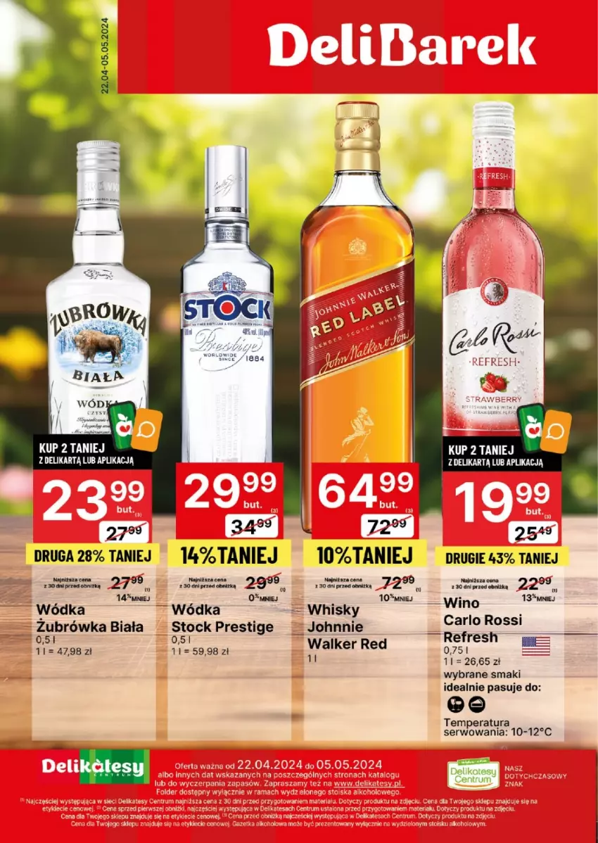 Gazetka promocyjna Delikatesy Centrum - DeliBarek DC17-DC18 - ważna 22.04 do 05.05.2024 - strona 1 - produkty: Fa, Rum, Ser, Stock, Whisky, Wino, Wódka