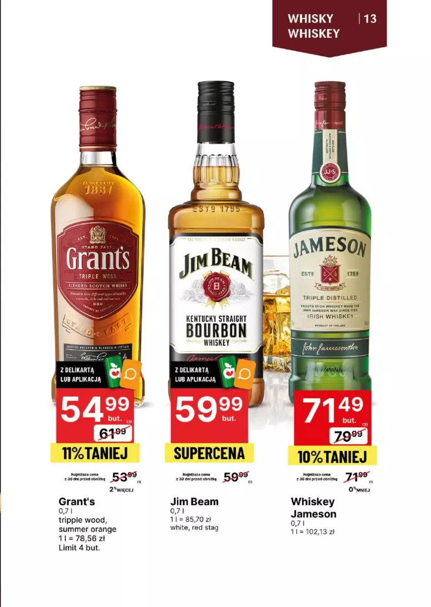 Gazetka promocyjna Delikatesy Centrum - DeliBarek DC17-DC18 - ważna 22.04 do 05.05.2024 - strona 13 - produkty: Bourbon, Gra, Grant's, Jameson, Jim Beam, Whiskey, Whisky