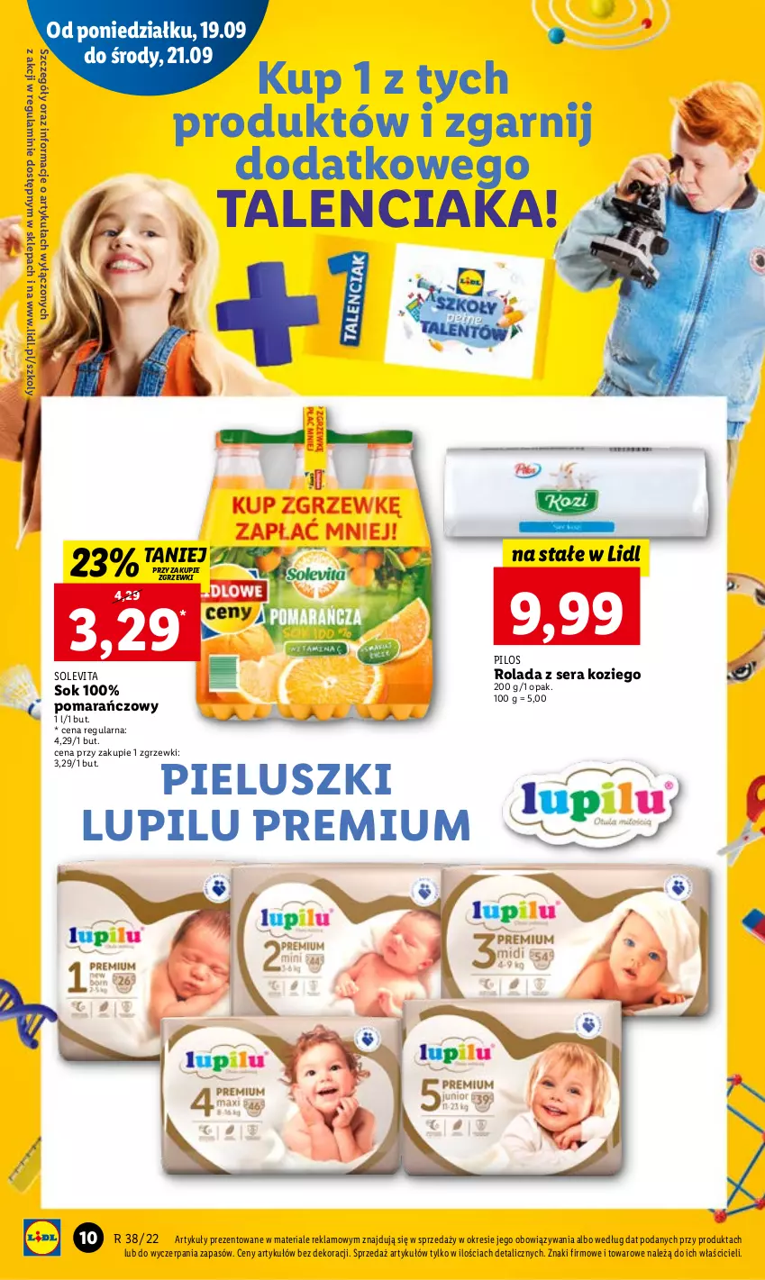 Gazetka promocyjna Lidl - GAZETKA - ważna 19.09 do 21.09.2022 - strona 10 - produkty: Pilos, Rolada, Ser, Sok