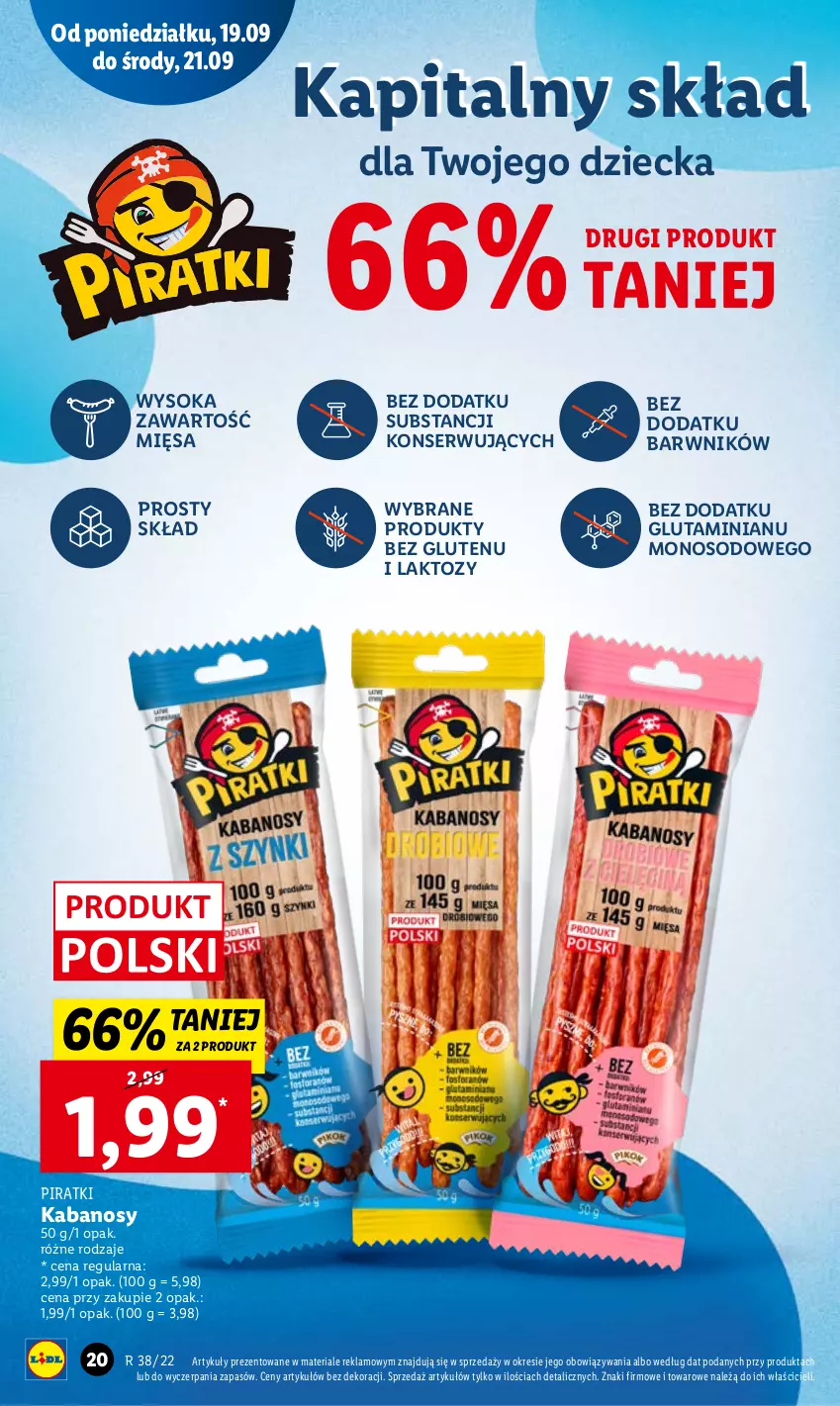 Gazetka promocyjna Lidl - GAZETKA - ważna 19.09 do 21.09.2022 - strona 22 - produkty: Kabanos, Ser, Sok