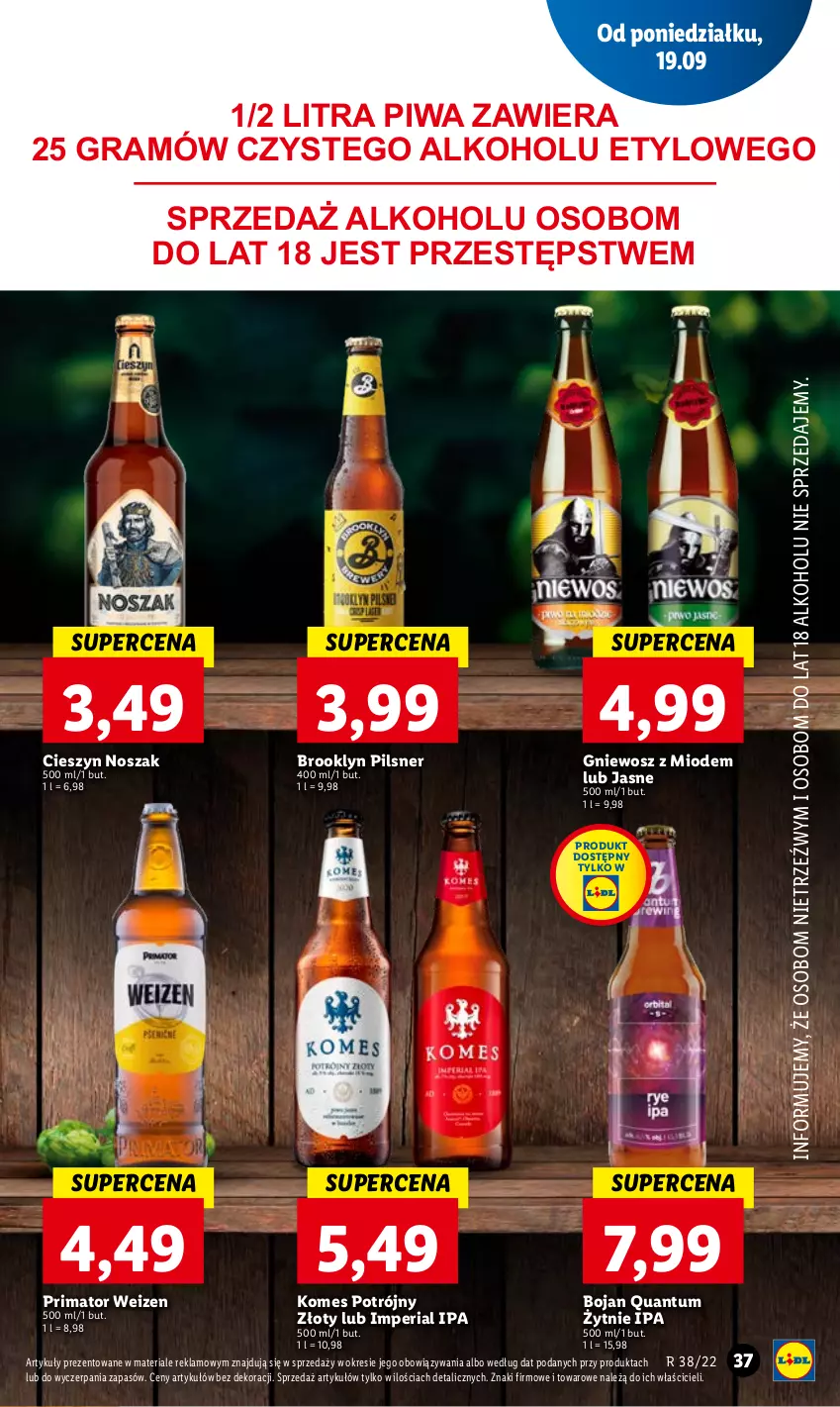 Gazetka promocyjna Lidl - GAZETKA - ważna 19.09 do 21.09.2022 - strona 39 - produkty: Gra, Piwa, Prima