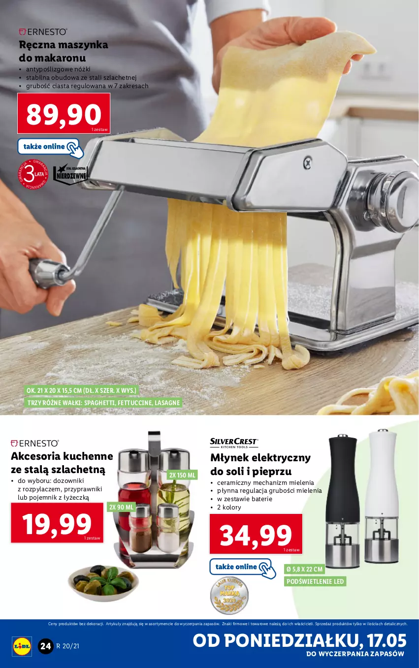 Gazetka promocyjna Lidl - GAZETKA - ważna 17.05 do 22.05.2021 - strona 24 - produkty: Dozownik, Lasagne, Makaron, Maszynka, Młynek, Pieprz, Pojemnik, Spaghetti, Szynka