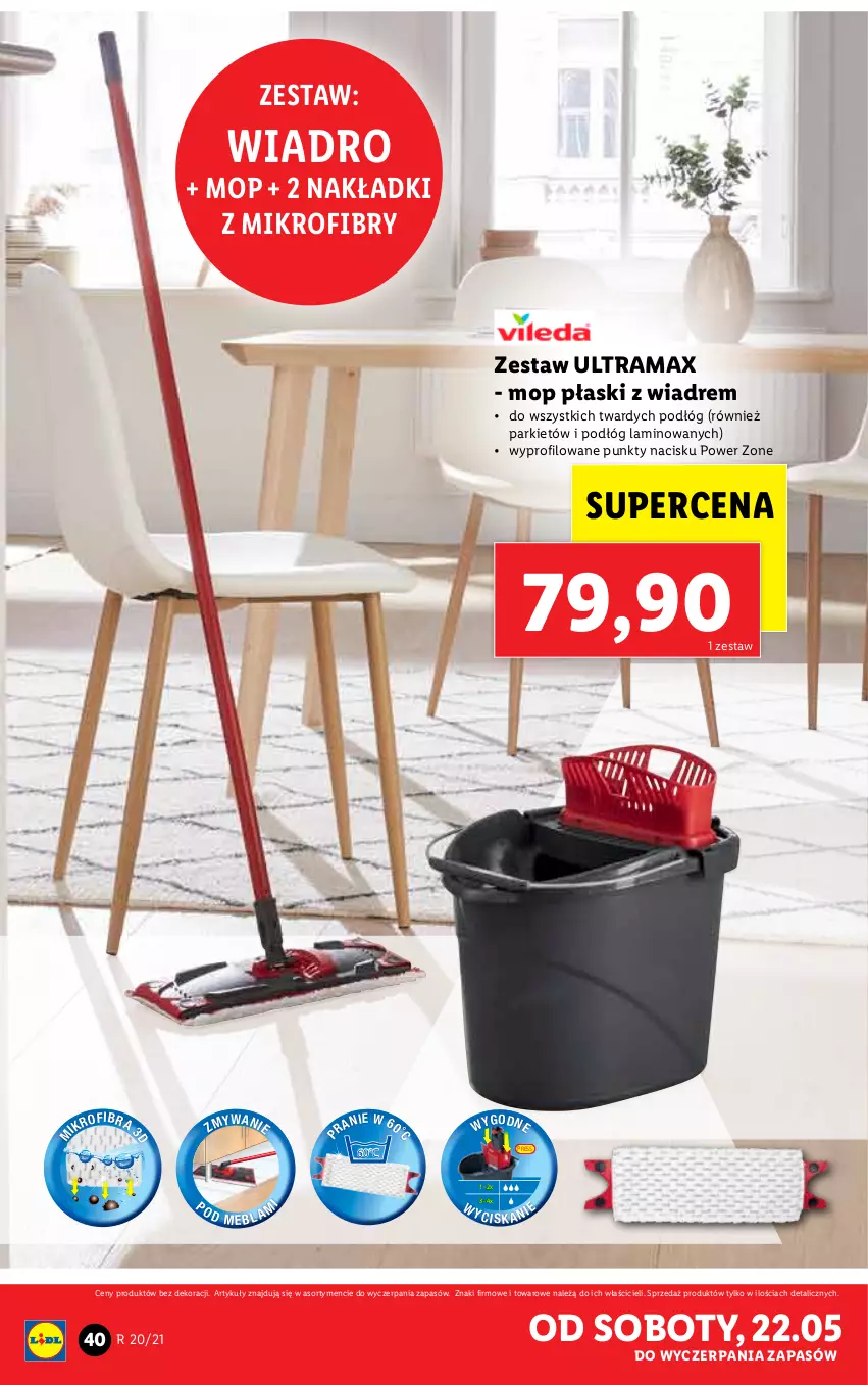 Gazetka promocyjna Lidl - GAZETKA - ważna 17.05 do 22.05.2021 - strona 40 - produkty: Mop, Rama, Wiadro