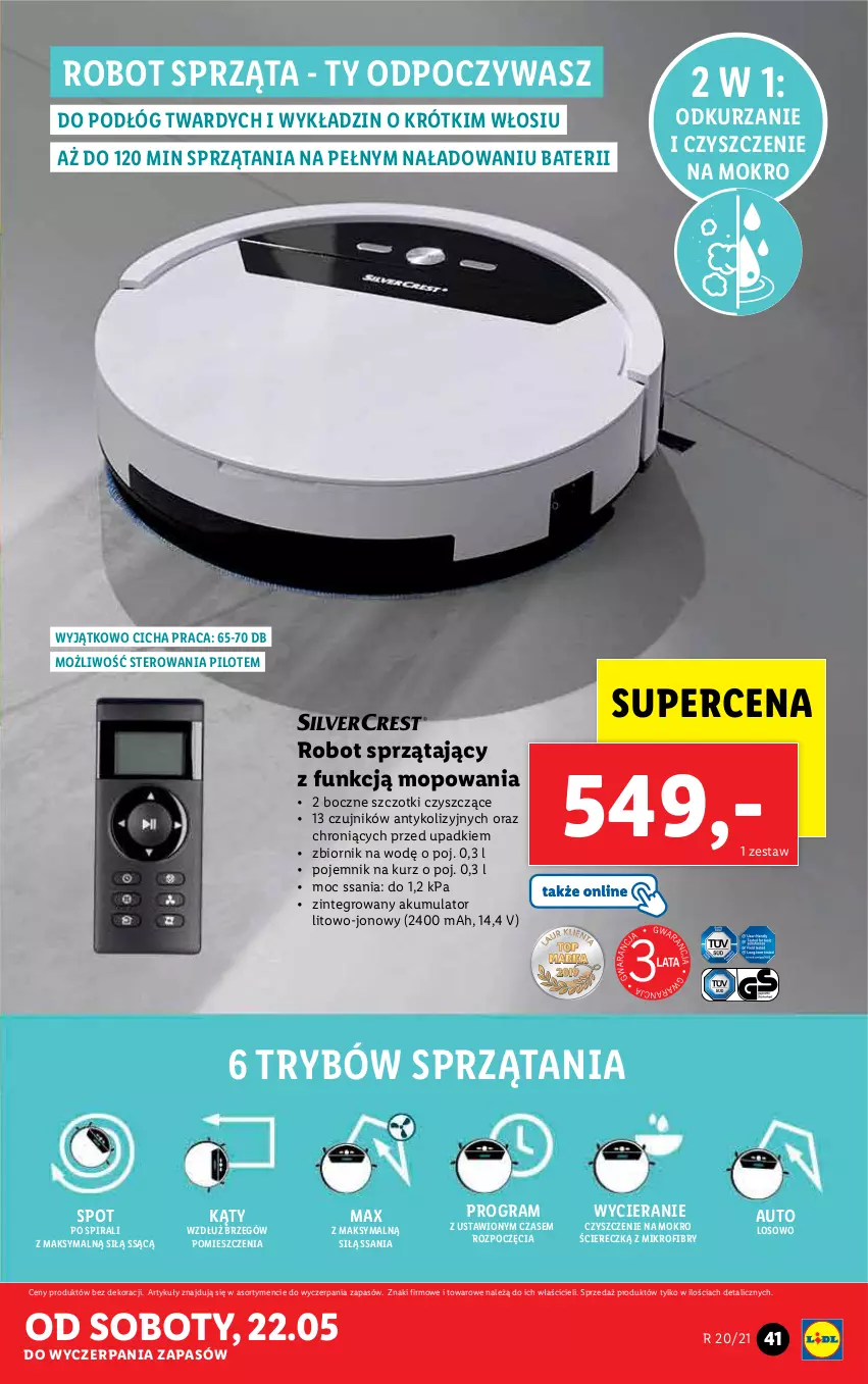 Gazetka promocyjna Lidl - GAZETKA - ważna 17.05 do 22.05.2021 - strona 41 - produkty: Akumulator, Gra, Mop, Pojemnik, Robot, Robot sprzątający