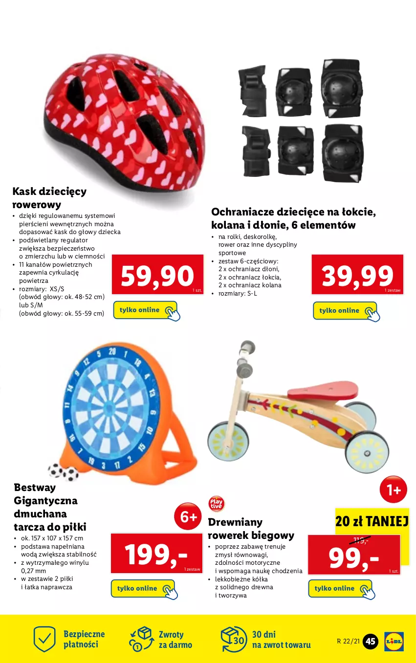 Gazetka promocyjna Lidl - GAZETKA - ważna 17.05 do 22.05.2021 - strona 45 - produkty: Dzieci, Kask, LANA, Ochraniacze, Piec, Por, Rolki, Rower, Rowerek, Sport, Wagi