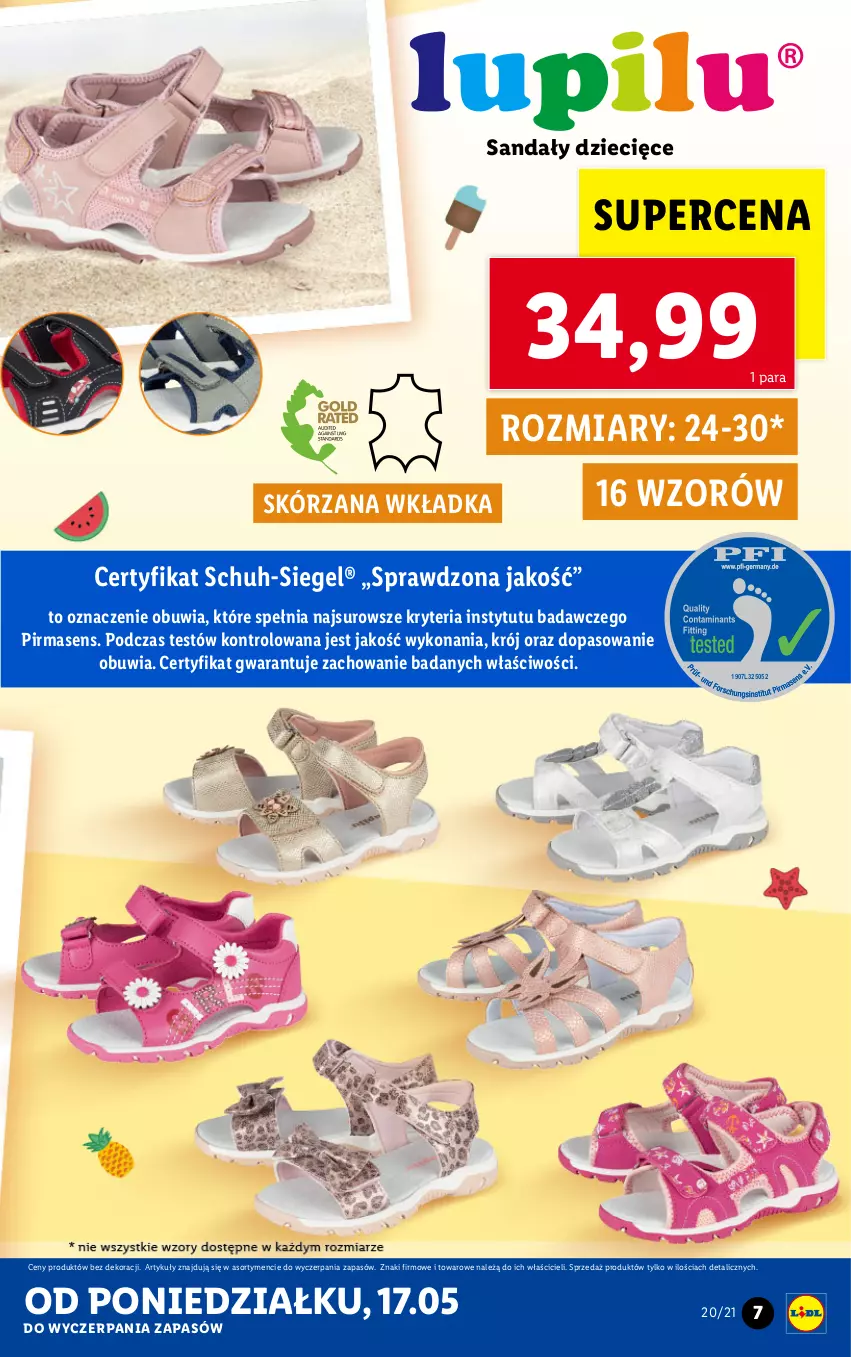 Gazetka promocyjna Lidl - GAZETKA - ważna 17.05 do 22.05.2021 - strona 7 - produkty: Dzieci, Sandał