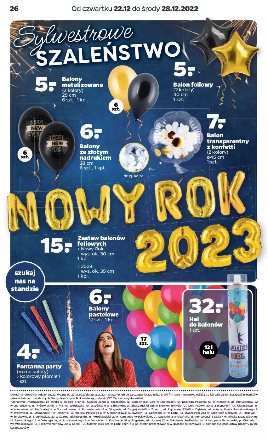 Gazetka promocyjna Netto - Akcesoria i dodatki - ważna 22.12 do 28.12.2022 - strona 10 - produkty: Balony, Fa, Kujawski, Podlaski, Sok, Stock, Szal, Top, Tran