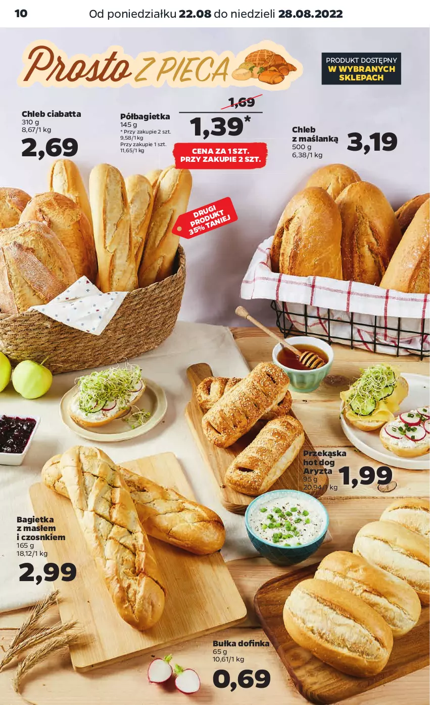 Gazetka promocyjna Netto - Artykuły spożywcze - ważna 22.08 do 28.08.2022 - strona 10 - produkty: Bagietka, Bułka, Chleb, Ciabatta, Hot dog, Inka, Półbagietka