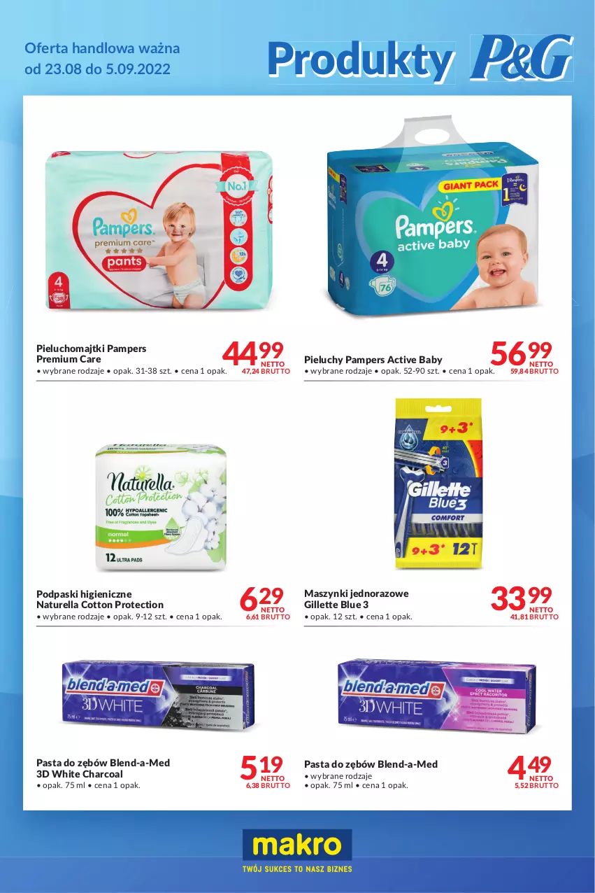 Gazetka promocyjna Makro - [Oferta specjalna] Produkty P&G - ważna 23.08 do 05.09.2022 - strona 1 - produkty: Blend-a-Med, Gillette, Majtki, Naturell, Naturella, Pampers, Pasta do zębów, Pieluchomajtki, Pieluchy, Podpaski