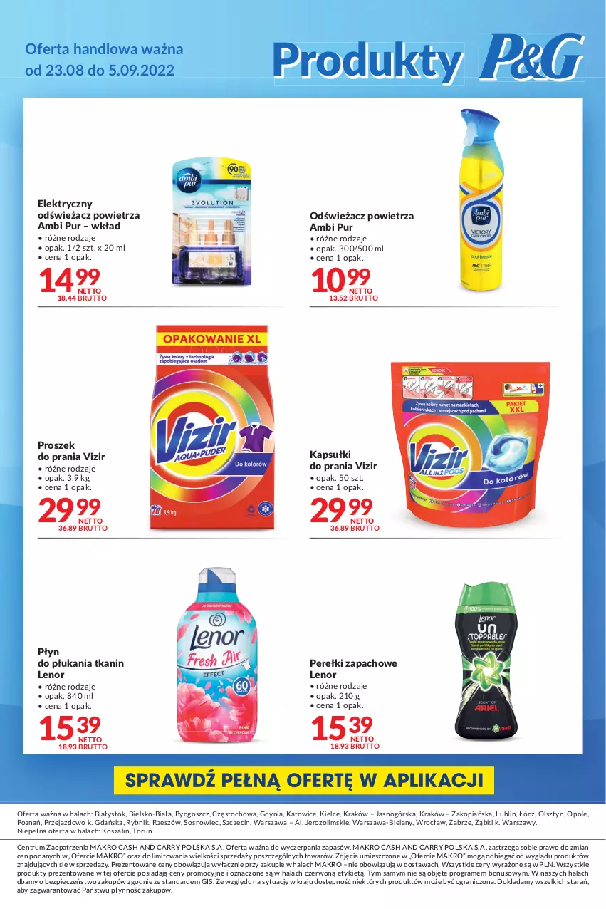 Gazetka promocyjna Makro - [Oferta specjalna] Produkty P&G - ważna 23.08 do 05.09.2022 - strona 2 - produkty: Ambi Pur, Gra, Kapsułki do prania, Kosz, Lenor, Odświeżacz powietrza, Perełki zapachowe, Piec, Płyn do płukania, Proszek do prania, Pur, Rum, Sos, Szal, Vizir