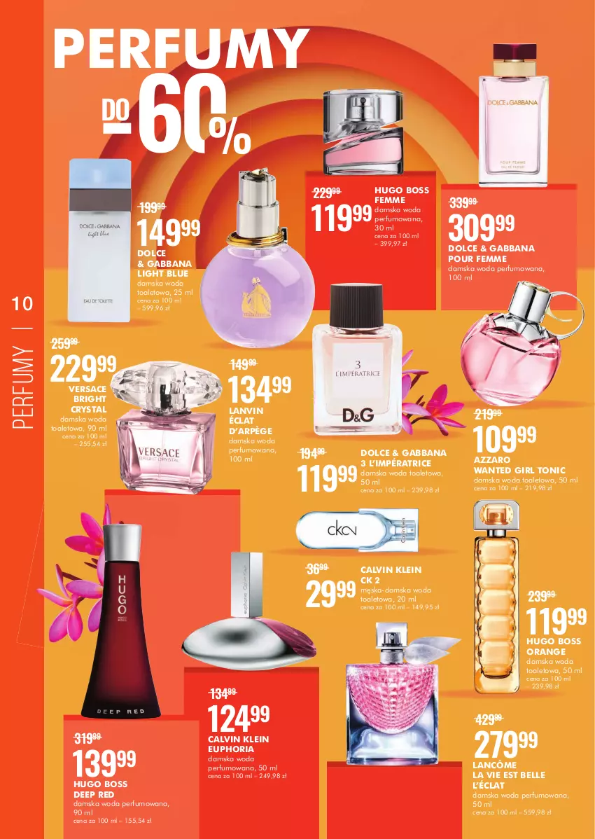 Gazetka promocyjna Super Pharm - Gazetka - ważna 09.06 do 22.06.2022 - strona 10 - produkty: Azzaro, Bell, Calvin Klein, Hugo Boss, Lancôme, Lanvin, Perfum, Versace, Woda, Woda perfumowana, Woda toaletowa