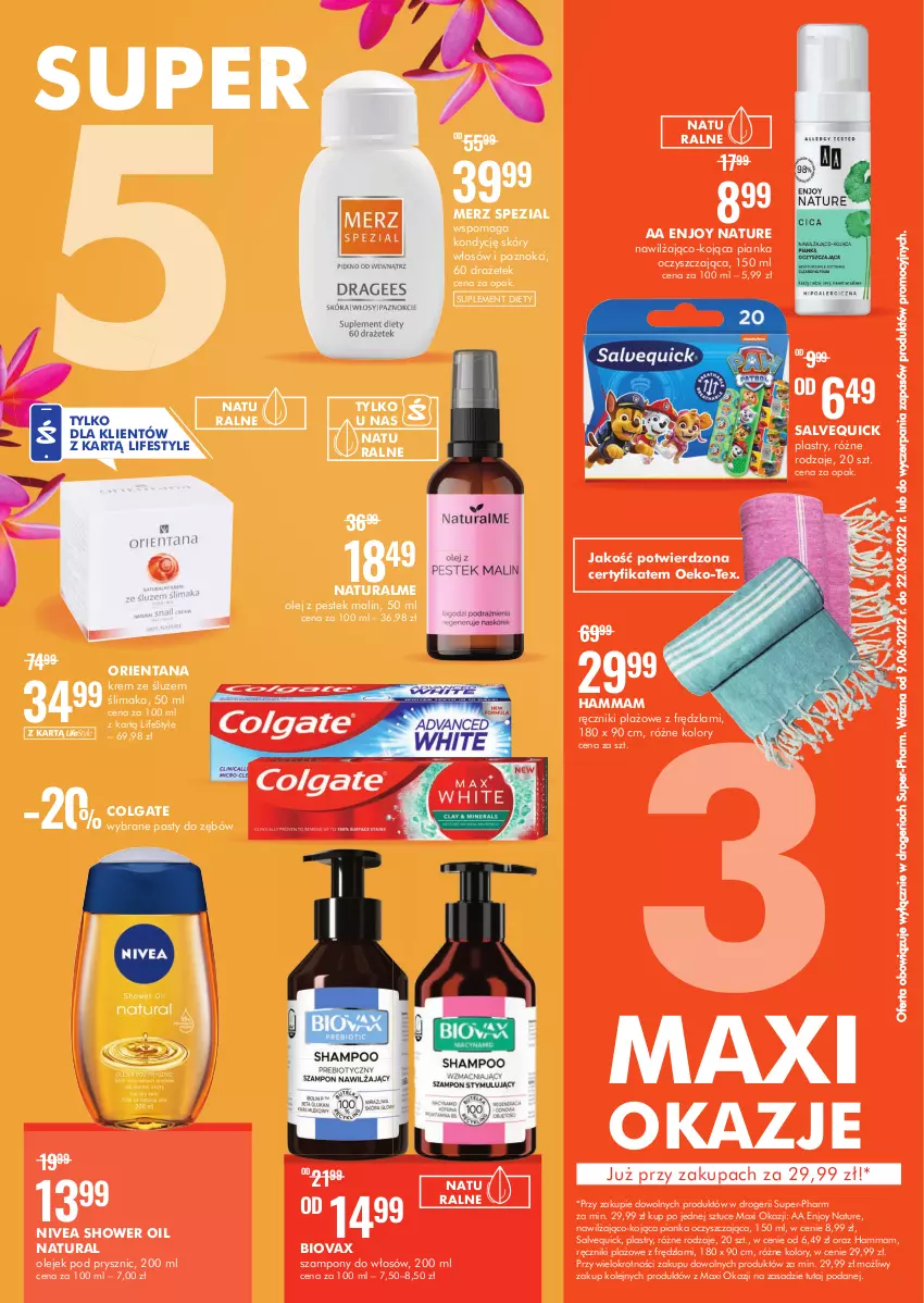 Gazetka promocyjna Super Pharm - Gazetka - ważna 09.06 do 22.06.2022 - strona 2 - produkty: Biovax, Colgate, LG, Merz Spezial, Nivea, Olej, Olejek pod prysznic, Ręcznik, Stek, Suplement diety, Szampon