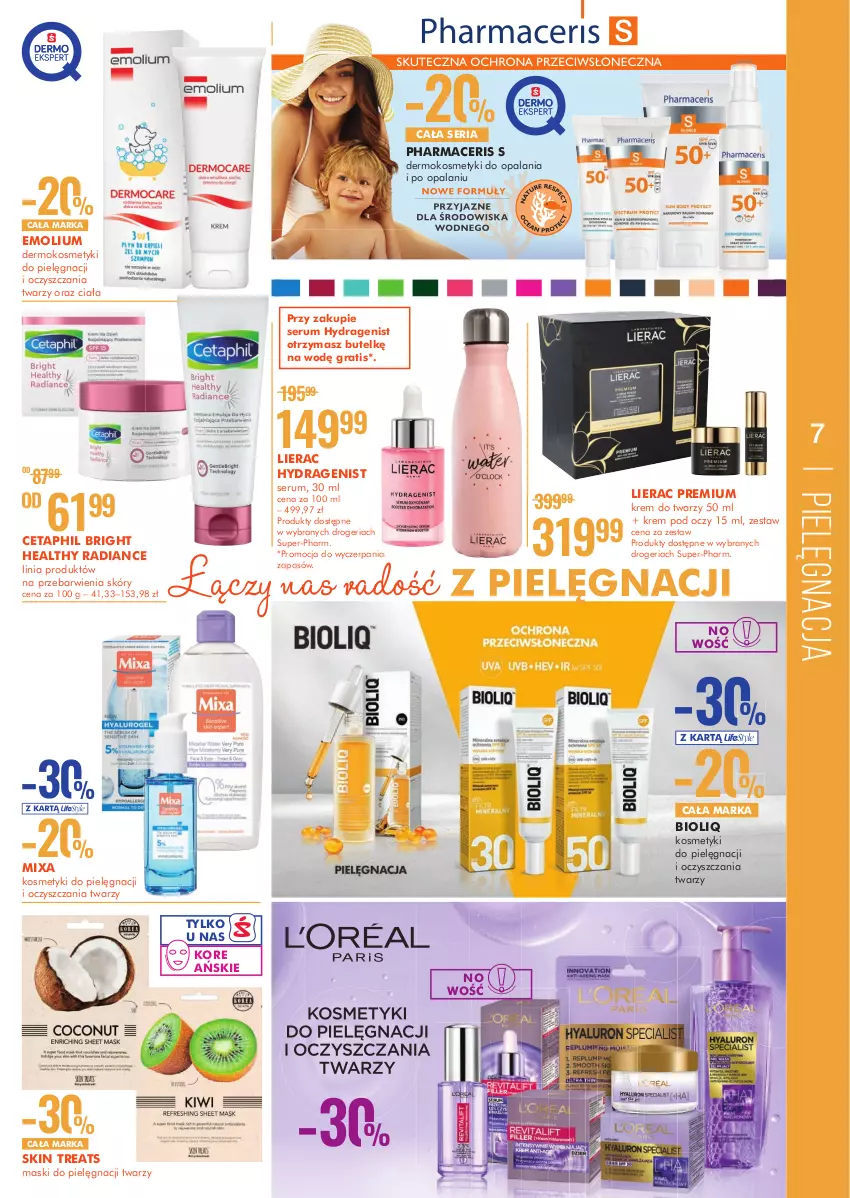 Gazetka promocyjna Super Pharm - Gazetka - ważna 09.06 do 22.06.2022 - strona 7 - produkty: Acer, Cetaphil, Emolium, Gra, Kosmetyki do pielęgnacji, Krem do twarzy, Krem pod oczy, Lierac, Mixa, Pharmaceris, Rum, Ser, Serum