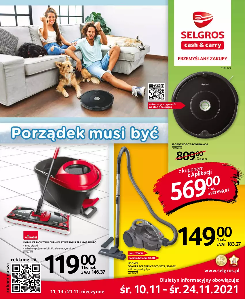 Gazetka promocyjna Selgros - Katalog Sprzątanie - ważna 10.11 do 24.11.2021 - strona 1 - produkty: IRobot, LG, Mop, Odkurzacz, Rama, Robot, Roomba, Wiadro