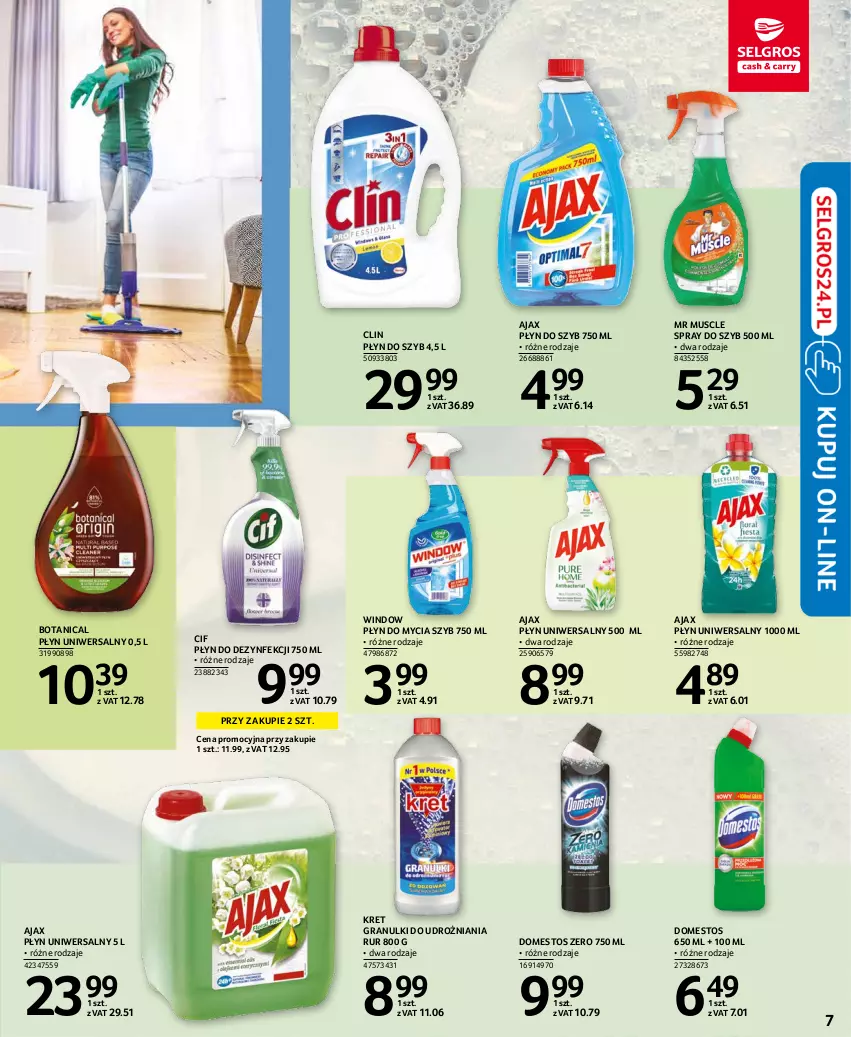 Gazetka promocyjna Selgros - Katalog Sprzątanie - ważna 10.11 do 24.11.2021 - strona 7 - produkty: Ajax, Cif, Clin, Domestos, Gra, Kret, Mus, Płyn do mycia, Płyn do szyb