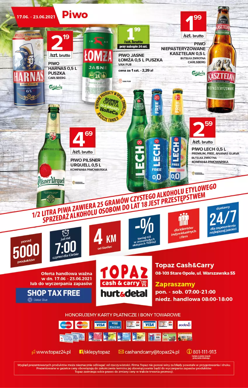 Gazetka promocyjna Topaz - Gazetka - ważna 17.06 do 23.06.2021 - strona 20 - produkty: Ananas, Carlsberg, Piwo, Piwo jasne, Pur