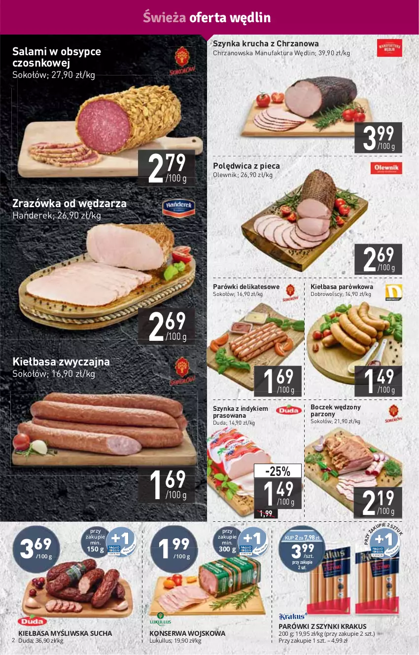 Gazetka promocyjna Stokrotka - Market - ważna 29.12.2021 do 04.01.2022 - strona 2 - produkty: Boczek, Chrzan, Duda, Fa, HP, Kiełbasa, Olewnik, Parówki, Piec, Polędwica, Salami, Ser, Sok, Sokołów, Szynka