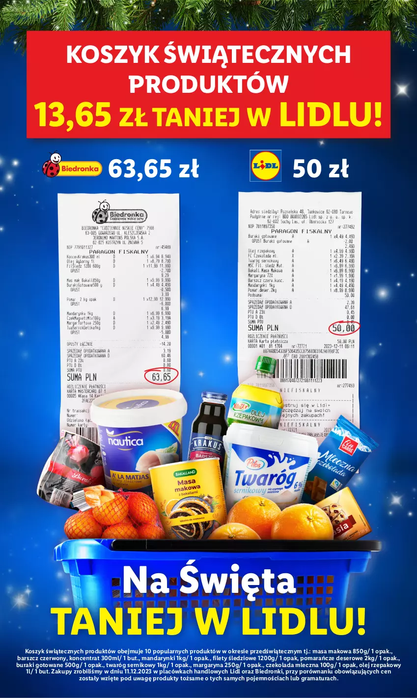 Gazetka promocyjna Lidl - GAZETKA - ważna 27.12 do 30.12.2023 - strona 2 - produkty: Buraki, Czekolada, Czekolada mleczna, Deser, Dron, Gra, Kosz, Mandarynki, Margaryna, Olej, Olej rzepakowy, Pomarańcze, Por, Rama, Ser, Twaróg