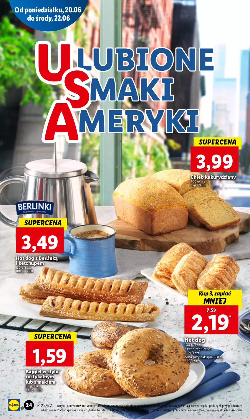 Gazetka promocyjna Lidl - GAZETKA - ważna 20.06 do 22.06.2022 - strona 24 - produkty: Chleb, Hot dog, Ketchup, Rust