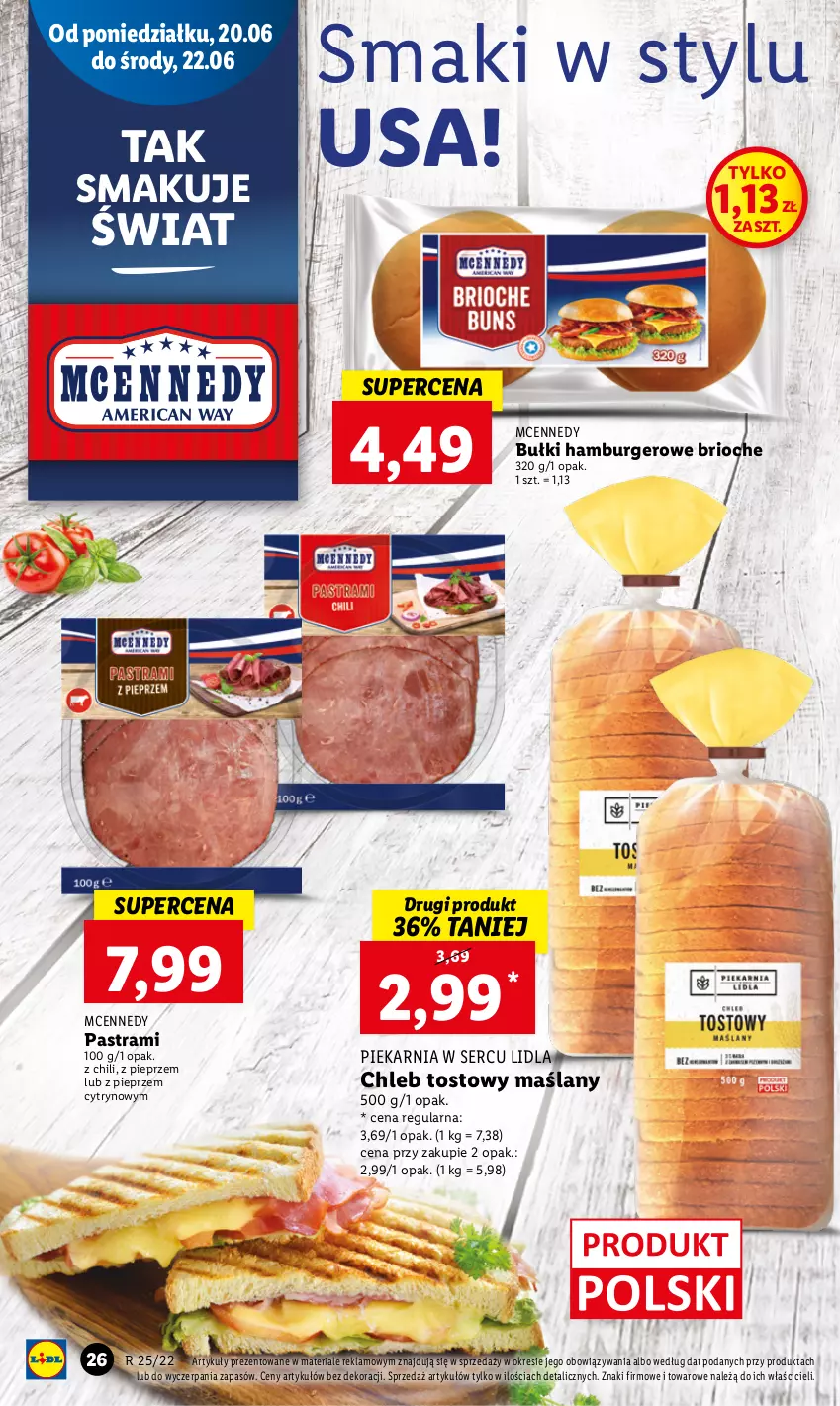 Gazetka promocyjna Lidl - GAZETKA - ważna 20.06 do 22.06.2022 - strona 26 - produkty: Burger, Chleb, Chleb tostowy, Hamburger, Pieprz, Ser