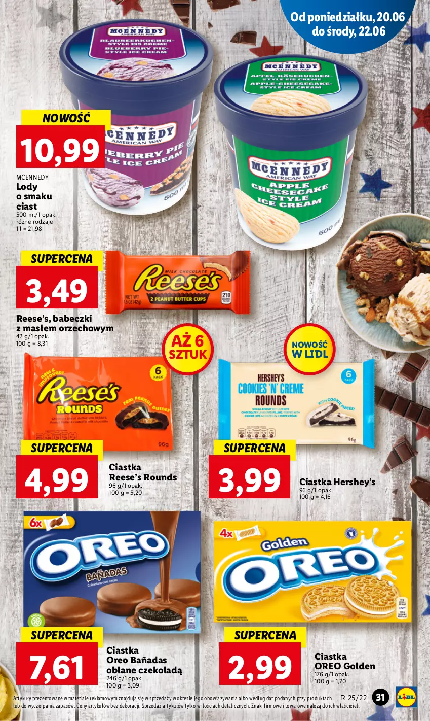 Gazetka promocyjna Lidl - GAZETKA - ważna 20.06 do 22.06.2022 - strona 31 - produkty: Babeczki, Ciastka, Lody, Oreo