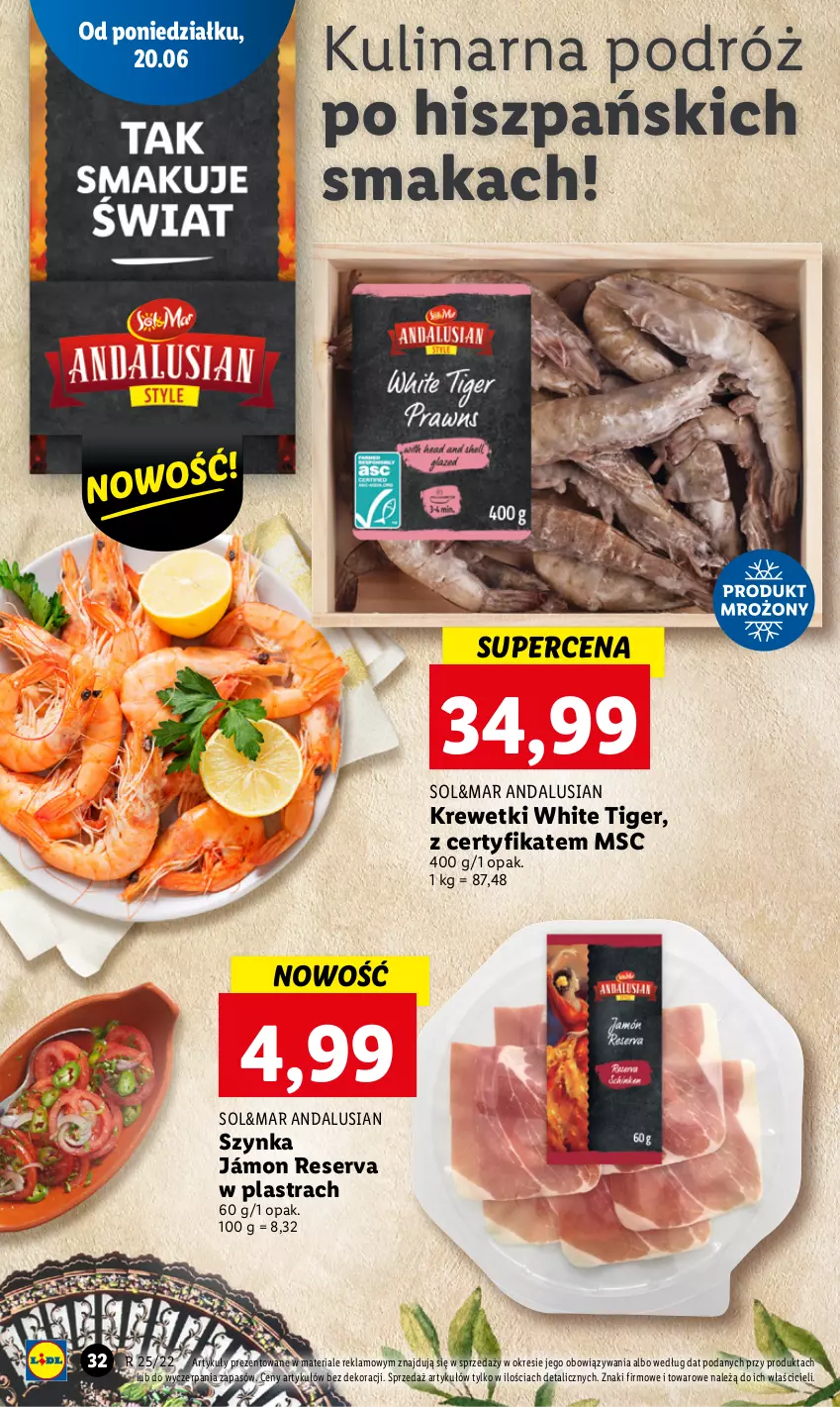 Gazetka promocyjna Lidl - GAZETKA - ważna 20.06 do 22.06.2022 - strona 32 - produkty: Krewetki, Ser, Szynka, Tiger