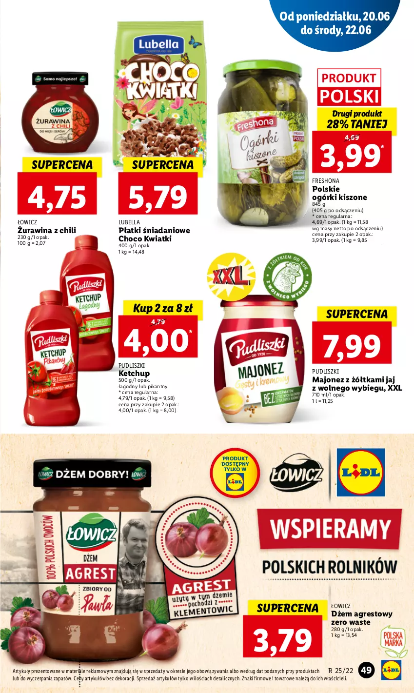 Gazetka promocyjna Lidl - GAZETKA - ważna 20.06 do 22.06.2022 - strona 49 - produkty: Bell, Bella, Danio, Dżem, Gres, Ketchup, Lubella, Majonez, Pudliszki