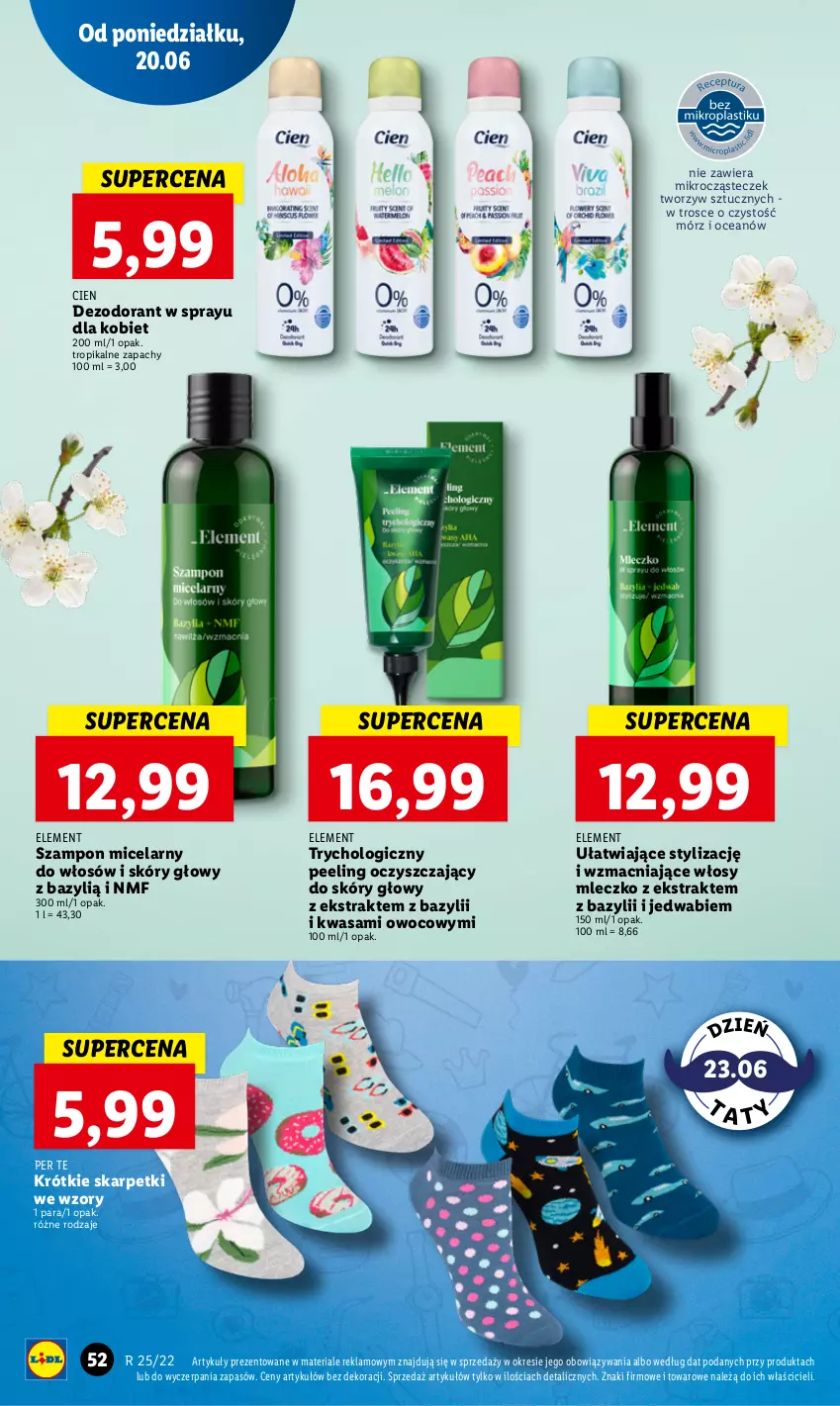 Gazetka promocyjna Lidl - GAZETKA - ważna 20.06 do 22.06.2022 - strona 52 - produkty: Bazyl, Dezodorant, Karp, Mleczko, Peeling, Skarpetki, Szampon, Wasa