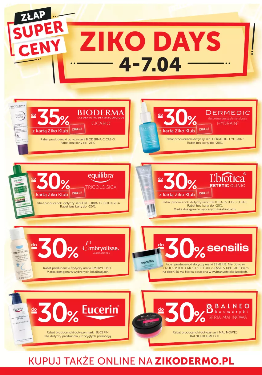 Gazetka promocyjna Ziko - Gazetka Ziko Dermo - ważna 04.04 do 17.04.2024 - strona 8 - produkty: Bioderma, Clin, Dermedic, Embryolisse, Gra, Krem na dzień, Ser