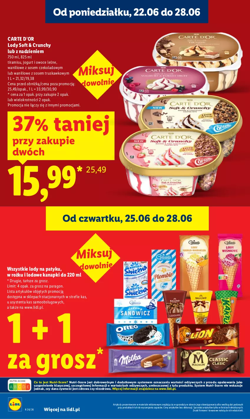 Gazetka promocyjna Lidl - Gazetka ważna od 25.06 do 28.06 - ważna 25.06 do 28.06.2026 - strona 16 - produkty: Carte d'Or, Jogurt, Lody, Owoce, Sos