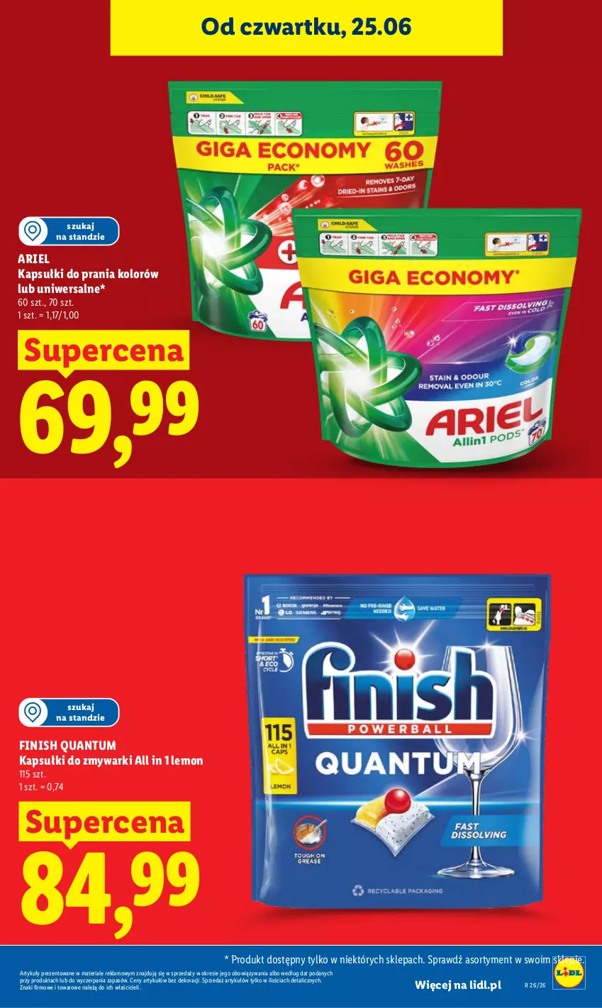 Gazetka promocyjna Lidl - Gazetka ważna od 25.06 do 28.06 - ważna 25.06 do 28.06.2026 - strona 21 - produkty: Ariel, Finish, Kapsułki do prania, Zmywarki