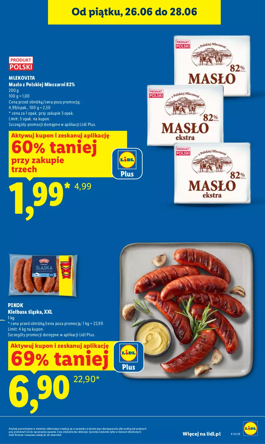 Gazetka promocyjna Lidl - Gazetka ważna od 25.06 do 28.06 - ważna 25.06 do 28.06.2026 - strona 3 - produkty: Kiełbasa, Kiełbasa śląska, Masło, Mleko, Mlekovita, PIKOK