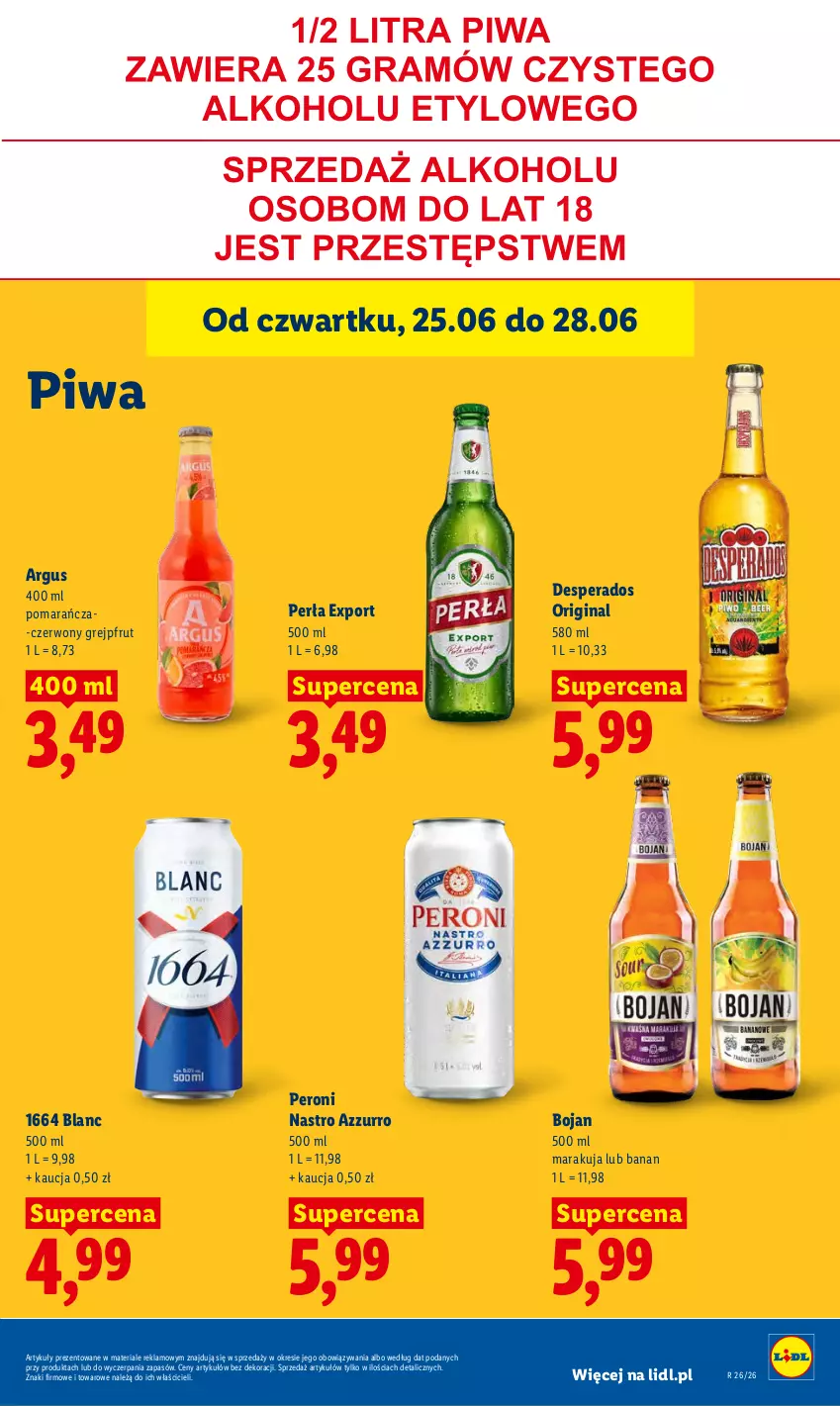 Gazetka promocyjna Lidl - Gazetka ważna od 25.06 do 28.06 - ważna 25.06 do 28.06.2026 - strona 73 - produkty: Desperados, Gin, Grejpfrut, Perła, Piwa, Por