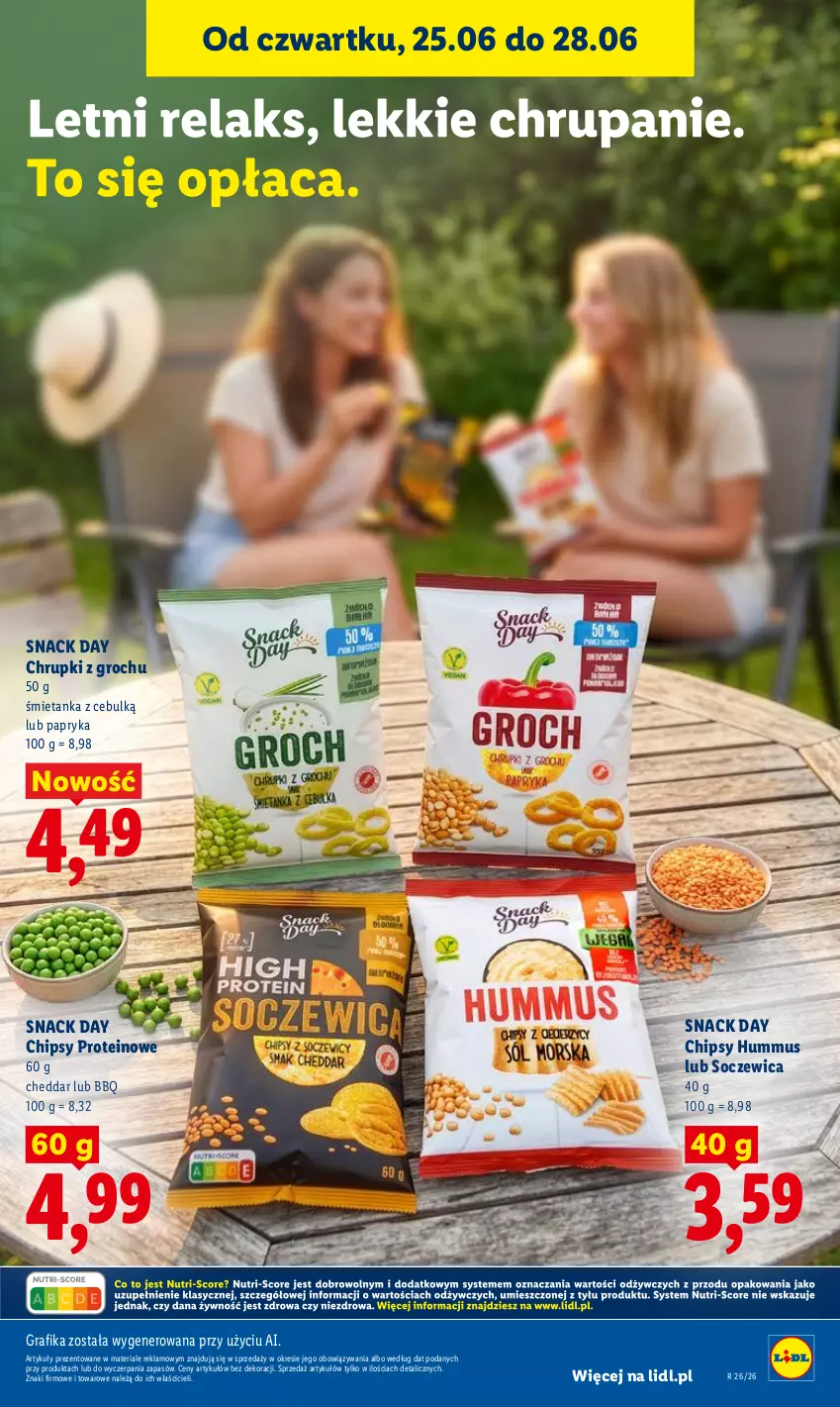 Gazetka promocyjna Lidl - Gazetka ważna od 25.06 do 28.06 - ważna 25.06 do 28.06.2026 - strona 77 - produkty: Cheddar, Chipsy, Chrupki, Gra, Grafika, Groch, Hummus, Mus, Papryka