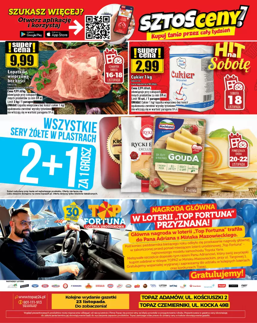 Gazetka promocyjna Topaz - Gazetka - ważna 16.11 do 22.11.2023 - strona 26 - produkty: Cukier, Gra, Koc, Lipton, Ser, Top, Waga